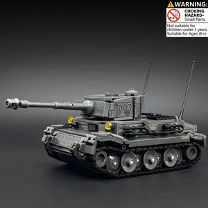 WWII Tiger Tank, Building Blocks Set, Buildable Blocks Kit, 712Pcs Army Panzer Tank Construction Toy, WWII Combat Vehicle Bricks, DIY Military Series Gift for Adults and Teens, Desktop Display Decoration, History Buffs, Hobby Kit