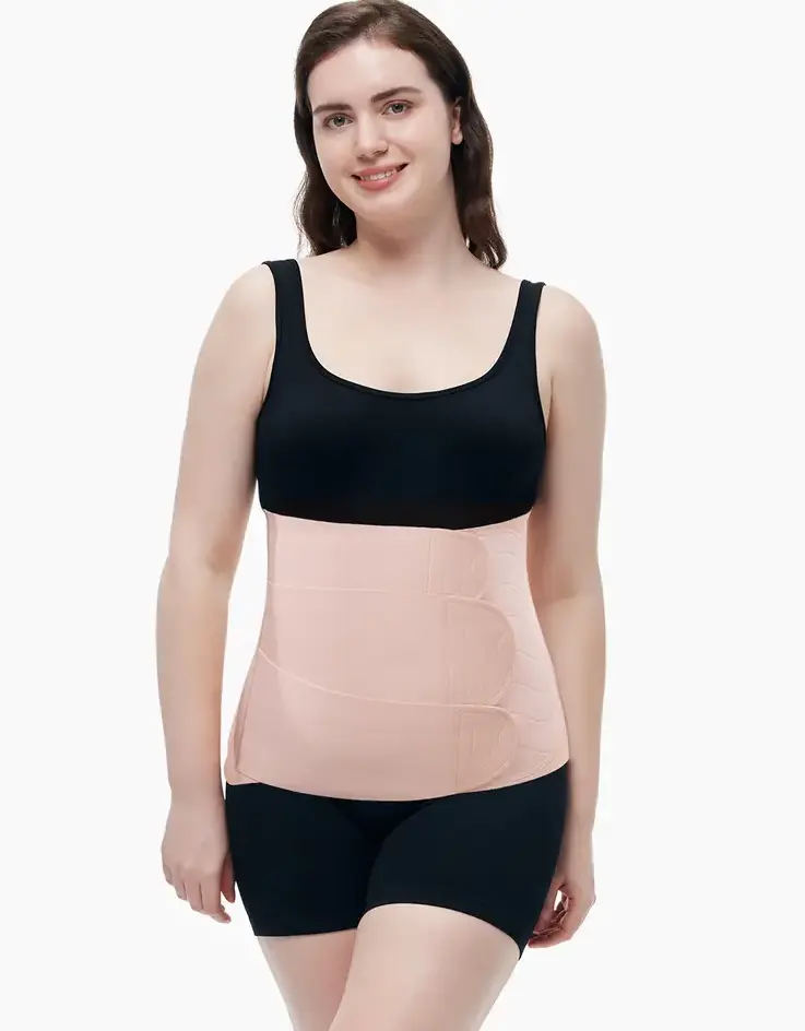 Ladies' Ergonomic Postpartum Belly Wrap Shapewear - Seamless Soft Breathable Fabric Abdominal Binder with 3D Lifting, Hook-and-Loop Closure, Invisible Shaping, No Rolling Edge, Close Fit for C-Section Recovery, Body Slimming, Casual, Machine Washable