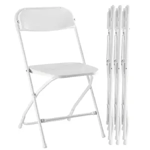 Sweet Furniture F - Plastic Folding Chairs with 330-Pound Capacity, Sturdy Metal Foldable Chairs, Easy to Use and Store