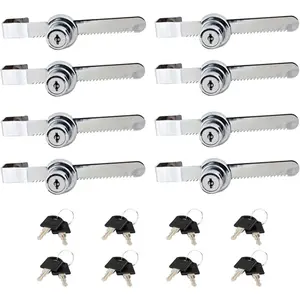 Sliding Glass Door Ratchet Lock Display Case Lock with Chrome Finish, , Keyed Alike Showcase Display (8 PC)