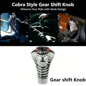 Universal Cobra Snake Gear Shift Knob, Chrome Finish with Red & Blue LED Eyes, Manual Car Shifter