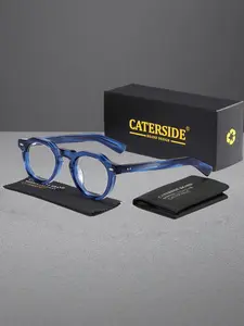 CATERSIDE One Pair With Packaging Classic Thick Frame Retro Round Plastic Flat Glasses Frame CP Temple Tips Minimalist Casual Style Unisex Suitable for Cycling Street Photography Music Festival Party Travel Beach Road