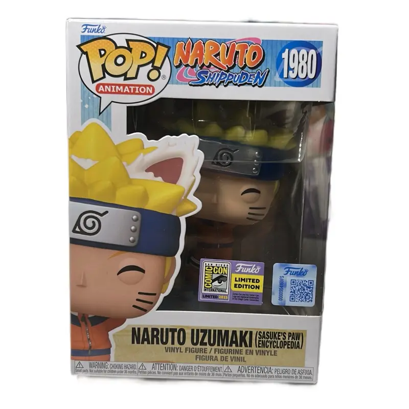 Funko Pop PVC Vinyl Anime TV Show Figure - Naruto Uzumaki (Sasuke’s Paw Encyclopedia), SDCC Con Sticker Bobblehead Statue, Figurines for Collectors, Anime Figure