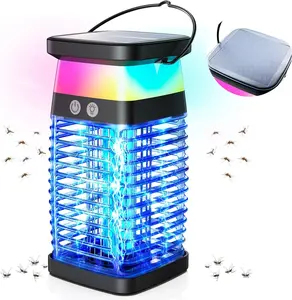 3-in-1 Solar Bug Zapper Outdoor & Indoor Mosquito Killer Lamp with LED Light USB Rechargeable Silent Safe for Home Camping Portable Versatile Energy-saving Eco-friendly