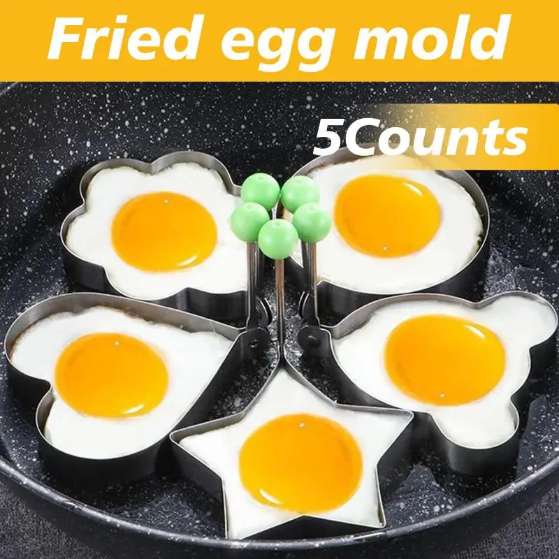 5-Pack Professional Breakfast Egg Rings - Perfect for Round, Uniform Scrambled Eggs. Non-Stick Coating & Easy Clean - YY