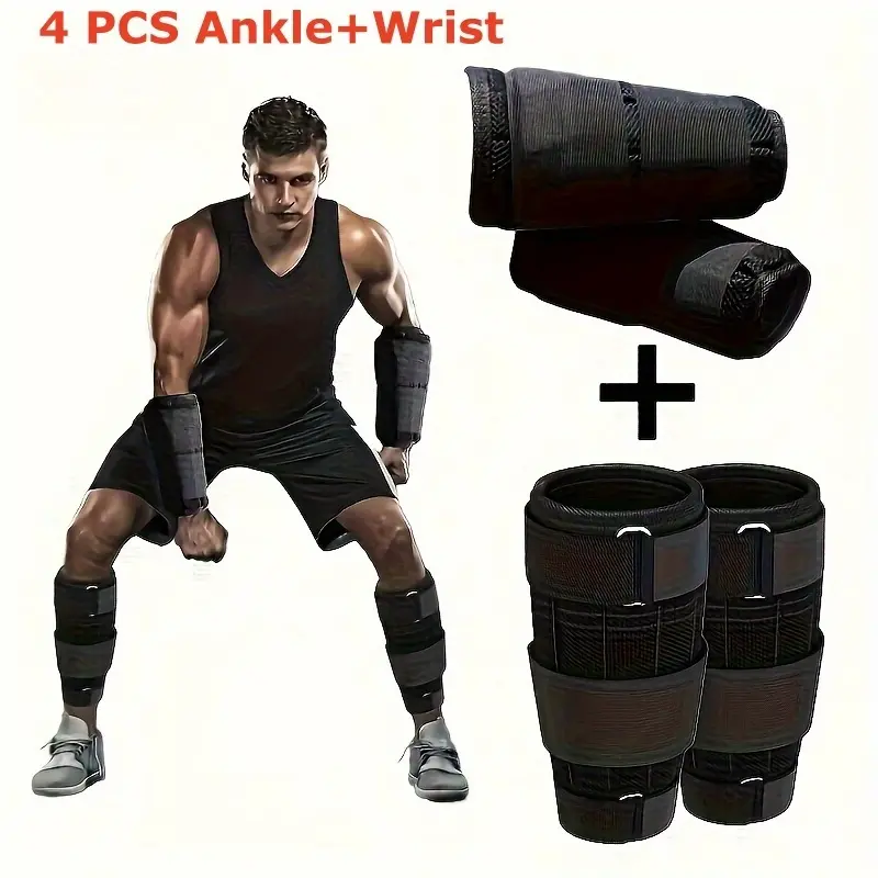 4pcs Adjustable Ankle/Wrist Weights, Weight Wraps for Legs And Hands, Suitable for Walking, Running, Exercise - Breathable And Durable with Strong Hooks, Weighted Hand Straps Wristbands (Excluding Steel Plates)