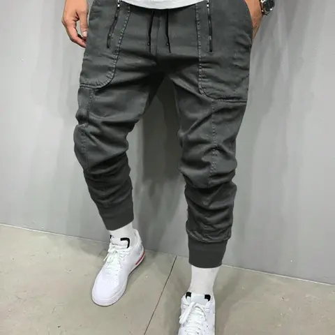 Men's Solid Pocket Drawstring Waist Pants, Regular Fit Casual Fashion Zipper Design for Daily Wear, Casual Street Pants, Men's Bottoms for All Seasons, Casual Streetwear Bottoms, Clothing