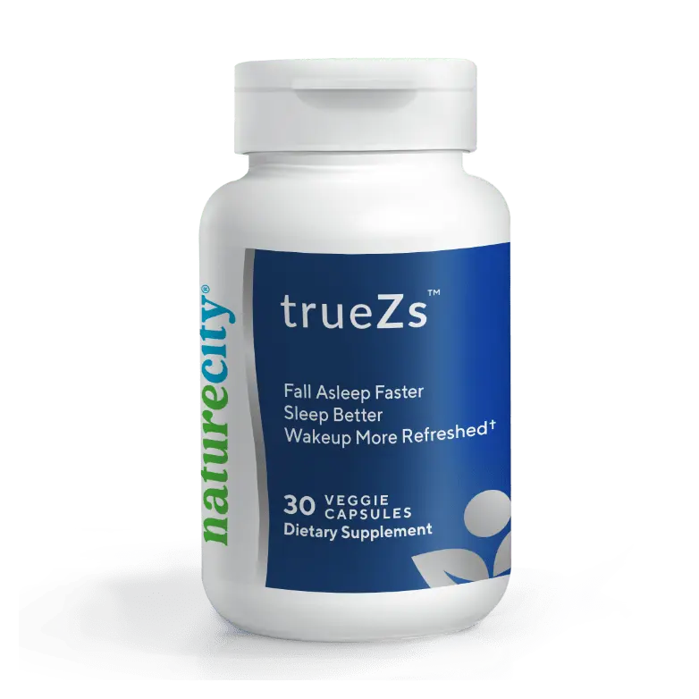 NatureCity TrueZs Sleep and Stress Relief Supplement - Shoden Ashwagandha and Suntheanine L-Theanine - Natural Sleep Quality Support and Calm - Vegan, Non-GMO Veggie Capsules - 30 Count