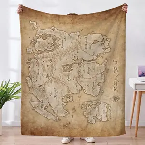 Middle-Earth Map Flannel Blanket, Soft Polyester Throw for Home Decor, Perfect Gift for Birthdays & Holidays