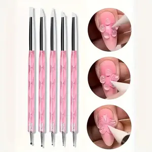 5-Piece Dual-Head Silicone Nail Art Drill Pen Set, Sculpting Tools Kit, Gel Point Painting Pens for Professional Nail Care Manicure Supplies, Nail Art Kits