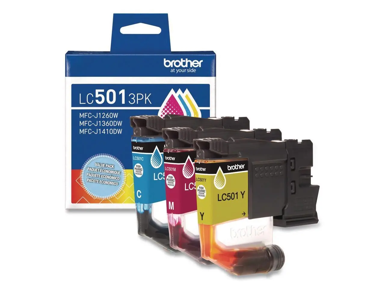 Brother LC501 3PK Original Standard Yield Inkjet Ink Cartridge Cyan Magenta Yellow 3 Pack