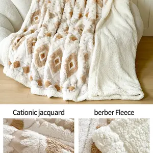 Boho Style Soft Blanket, Thick Warm All-Season Geometric Pattern, Bedroom Decor, Sofa Throw, Nap Blanket, Shawl Blanket