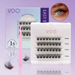 V · D · O No Glue Lash Kit, Self-Adhesive DIY Lash Cluster Kit, No Glue Lash Kit, hybrid lash set, doll eye, cat eye, pretty lashes, natural lashes, volume lash clusters, volume lashes, natural lash clusters, natural eye