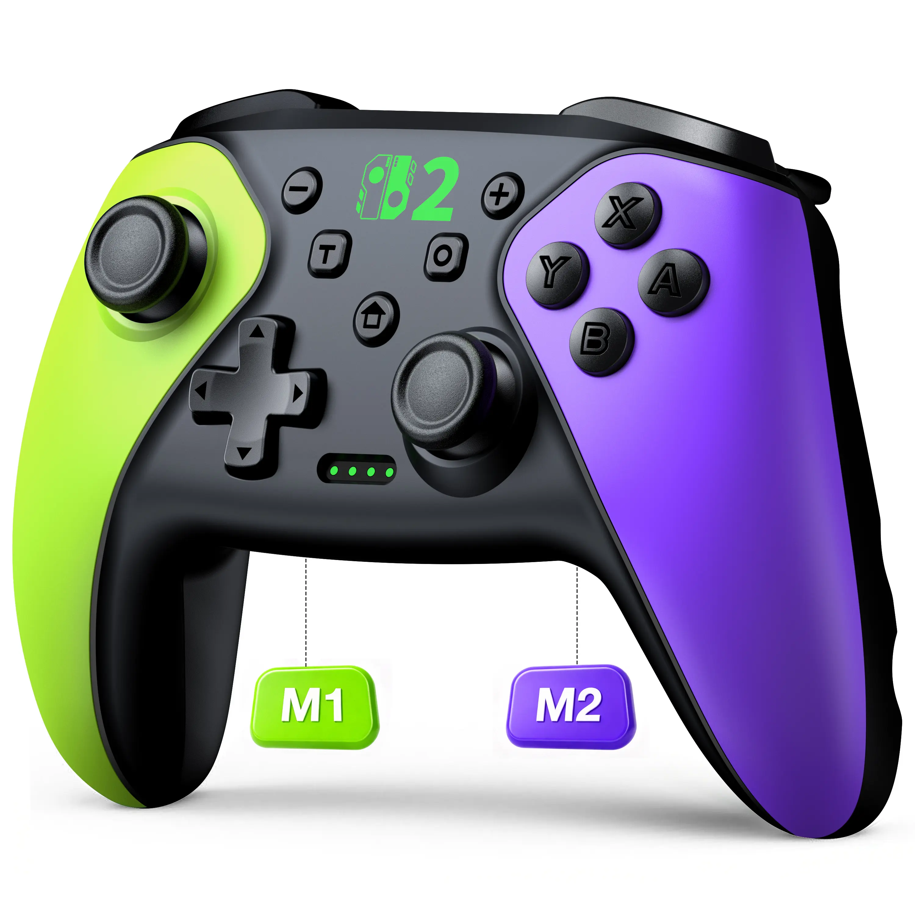 Wireless Switch Controller for Switch/Lite/OLED/Swicth 2 Controller, Switch Controller Joysticks Work with iOS/Android/PC-Switch 2 Pro TURBO Controller with Wake-up Programmable (Green+Purple)