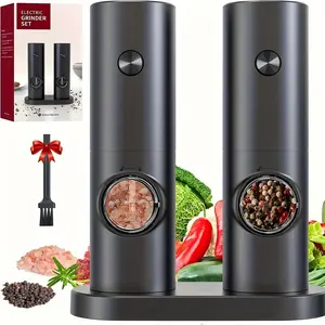 Battery-Powered Electric Salt and Pepper Grinder with Adjustable Coarseness, One-Button Operation and LED Light, Stylish Salt and Pepper Shaker, Kitchen Gadgets, Kitchenware