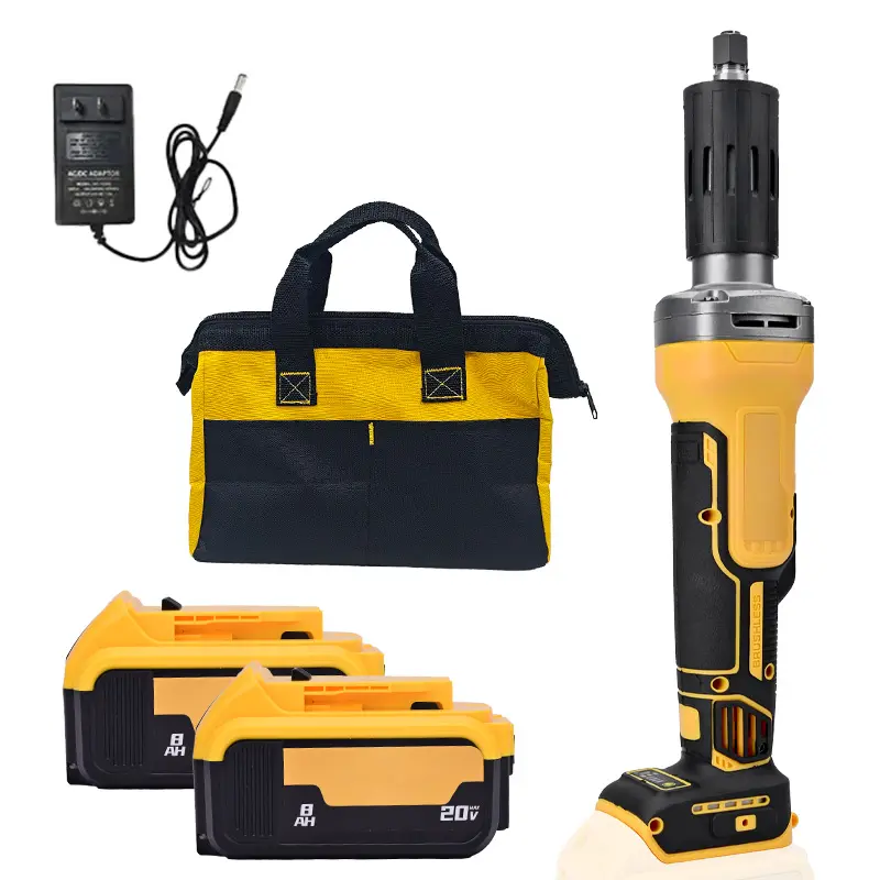 Brushless electric rotary tool, high-power cordless rotary tool compatible with yellow 20V batteries, 1/4-inch precision chuck, 11,000 RPM brushless motor, for rust removal and deburring—an ideal holiday gift