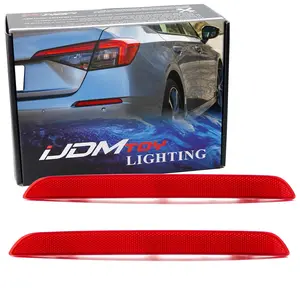 iJDMTOY OE-Spec Red Lens Rear Bumper Reflector Replacements For Honda 2022-up Civic Sedan 4-Door