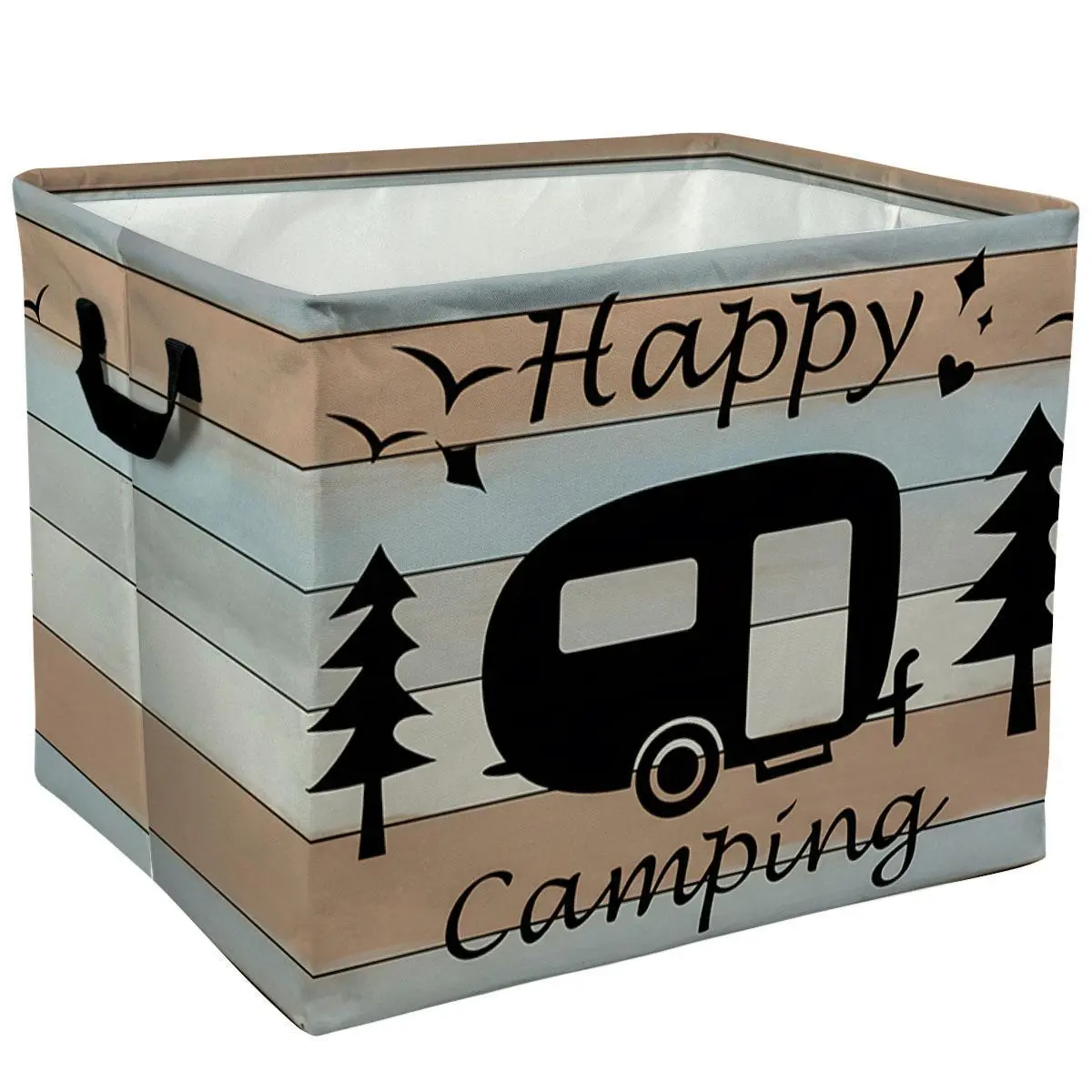 Happy Camper RV Trees Birds Camping Themed Storage Baskets Storage Boxes Home Decor Storage Clothes Organization And Storage Home Decor Storage Holiday Gifts，Organizer For Toys，Books，Laundry Baskets