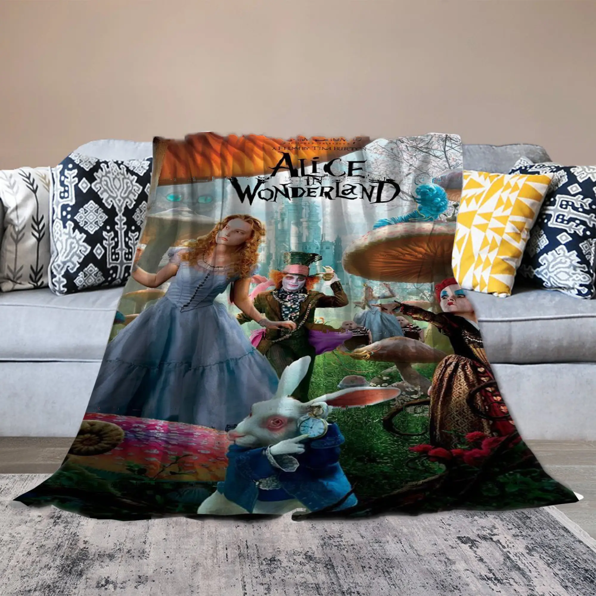 light blanket Alice in WonderlandUltra Soft Flannel Fleece Blanket | Cozy Lightweight Throw Blanket for Couch, Sofa, Bed & Travel