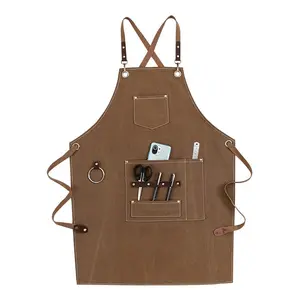 Coffee Shop Denim Apron for Florists, Milk Tea Bakery Workwear, Unisex Chef Coat, Durable Kitchen Uniforms, Stylish Cooking Gear