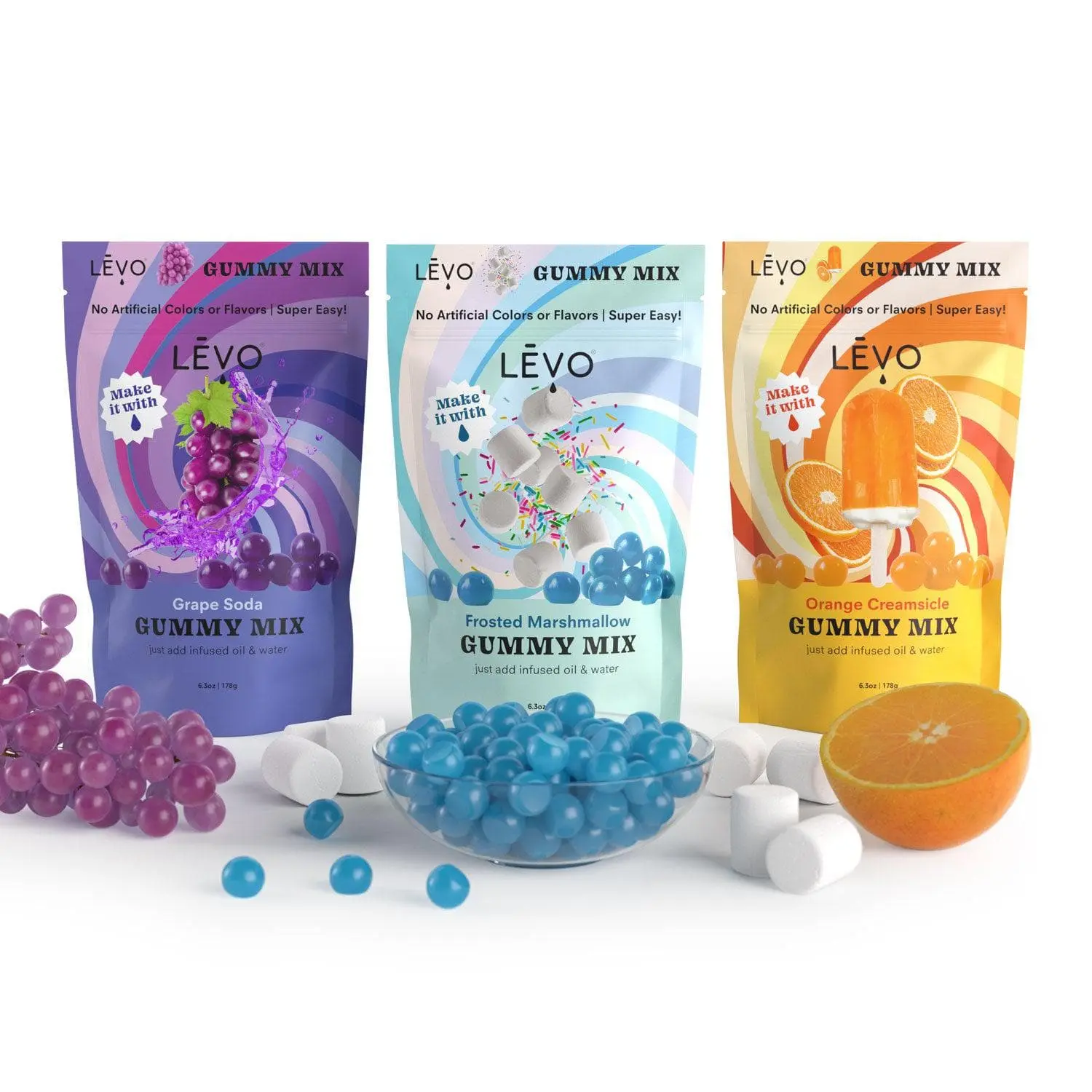Gummy Mix Variety 3 Pack - Grape, Marshmallow, and Orange