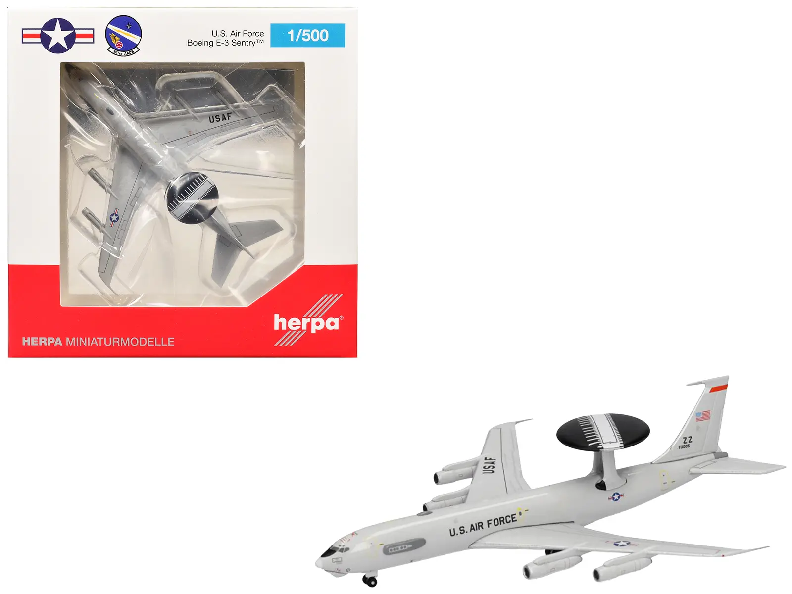 Boeing E-3 Sentry Aircraft "Kadena Air Base" US Air Force 1/500 Diecast Model Airplane by Herpa