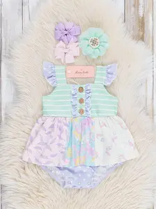 Pastel Buds & Blooms Ruffle Bubble Romper