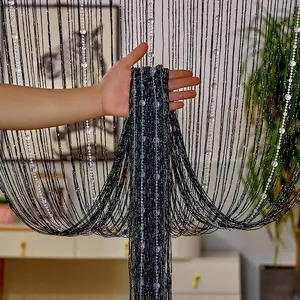 1x2m Beaded Curtain for Bedroom Kitchen Wedding Decor, Door Curtain Living Room Divider, Fringe Curtain for Home Decoration