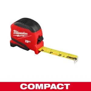 Milwaukee 25 ft. Compact Tape Measure with Fractional Scale