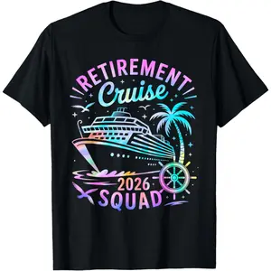 Men's retirement cruise celebration Graphic T-Shirt - 100% Cotton Short Sleeve Crew Neck Regular Fit Casual Wear | Soft & Breathable Fabric, Durable Print, Everyday Comfort, Machine Washable, tie-dye with vibrant, rainbow-like gradient colors cruise ship