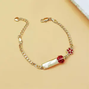 Ladybug & Floral Bracelet - Red, Pink, Copper Tones Accessory, Casual Layering Piece, Ideal Gift for Valentine's Day, Graduation