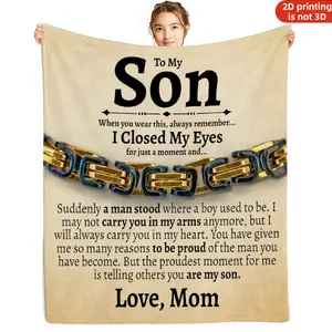 Vintage Style Sentimental To My Son  Flannel Blanket SoftPrinted Pattern A Christmas gift for my sons, Perfect for Bedroom, Living Room, Sofa, Camping, and Multi-Scene Use, Ideal Gift for Son's Back to School, Graduation, Birthday