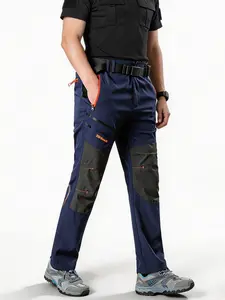 Men's Outdoor Casual Quick-Dry Pants Waterproof Multi-Pocket Workwear Long Trousers Thin Breathable Hiking Camping Fishing Pants