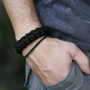 2pcs Durable Outdoor Emergency Life-Saving Hand Rope Wristband - Reliable Seven-Core Paracord Construction, Essential Survival Tool, Hand-Woven for Comfort and Durability
