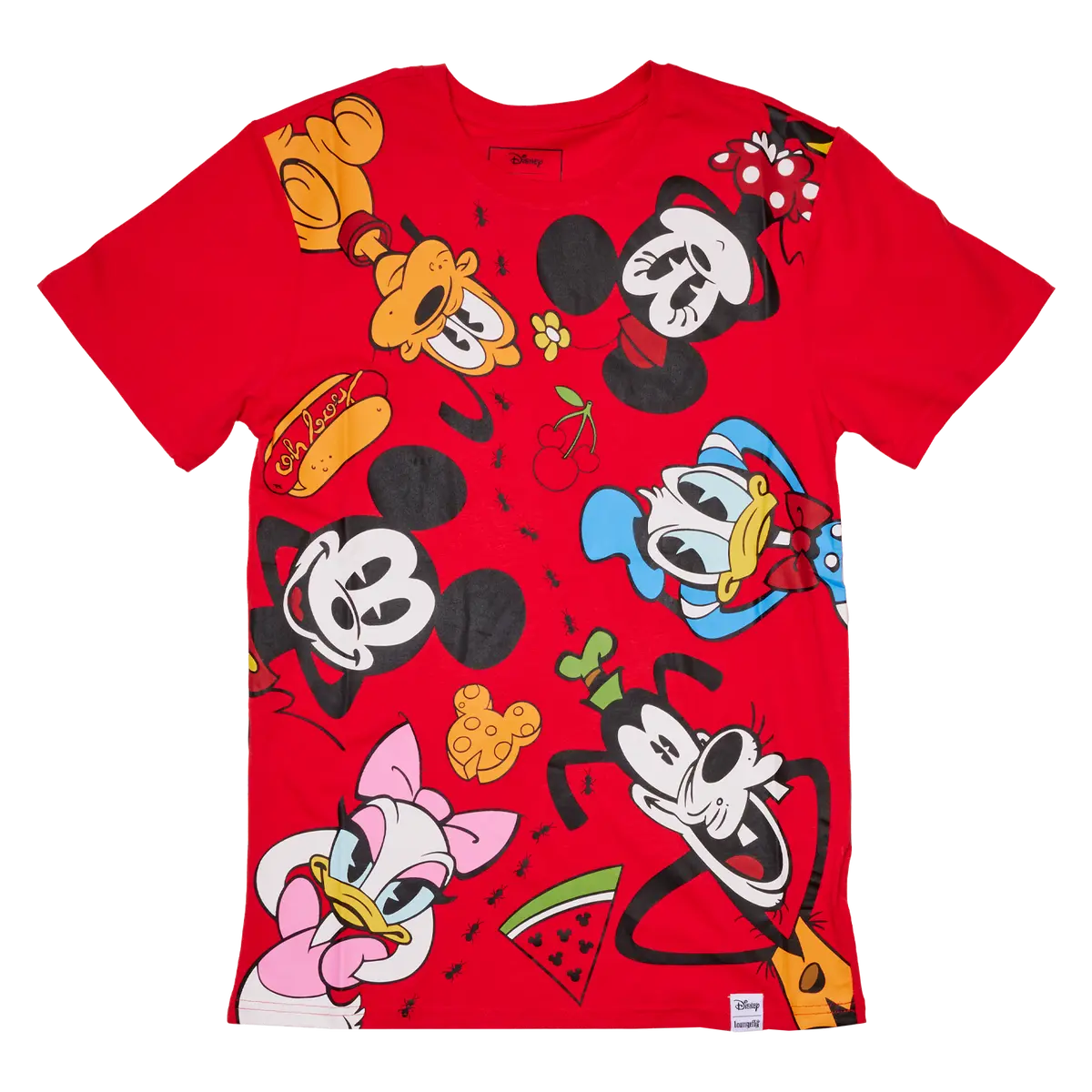 Women's Mickey & Friends Picnic Stylish Cotton Jersey Short-Sleeve Unisex T-Shirt, Women's Tops, Shortsleeve, Sunny, Day, Comfy, Soft, Round Neck, Cartoon Style