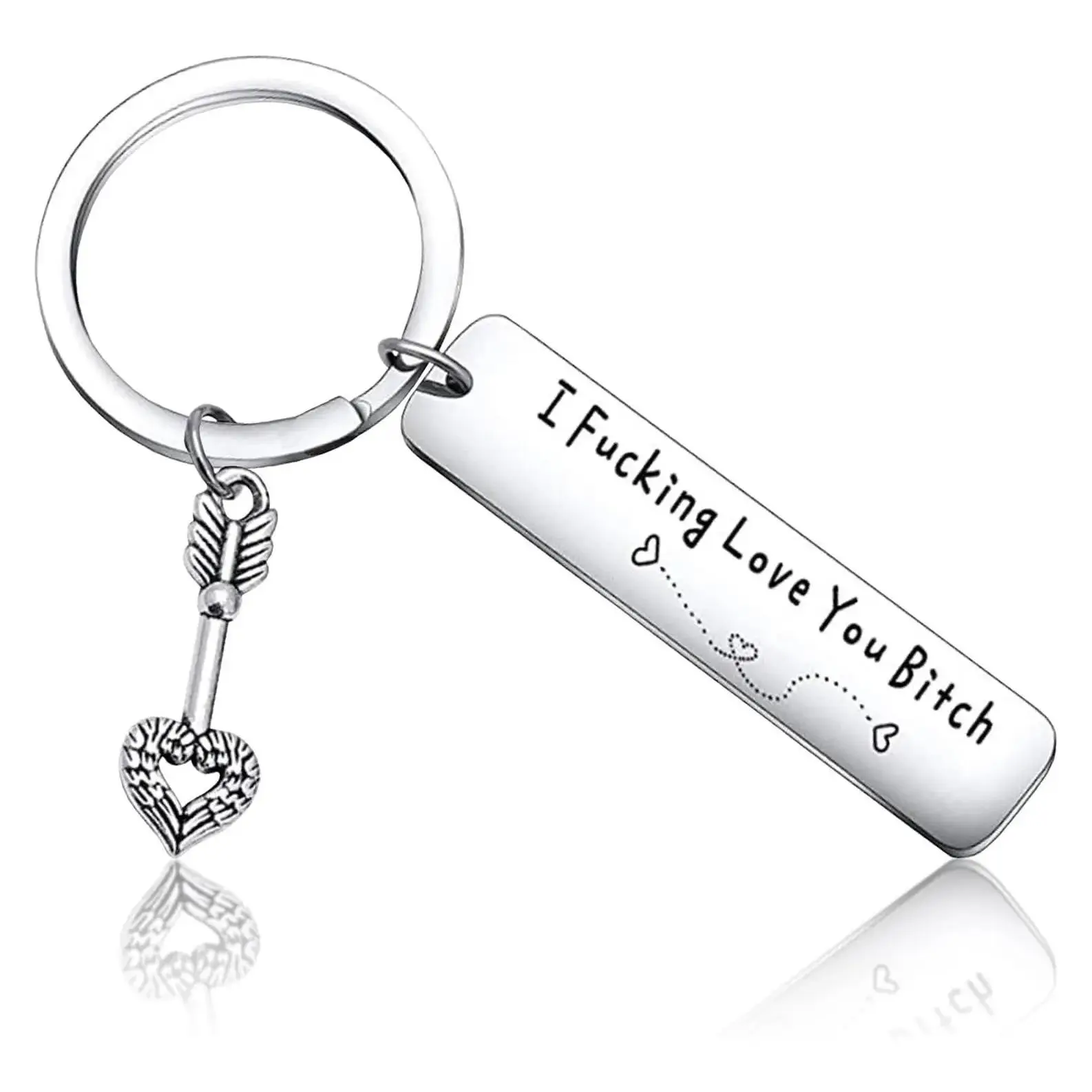 Stainless Steel Best Friend Keychain for Women, 1" Diameter Sturdy Durable Engraved Tag with "I Fucking Love You" Message, Birthday Christmas Friendship Gift for Female BFF