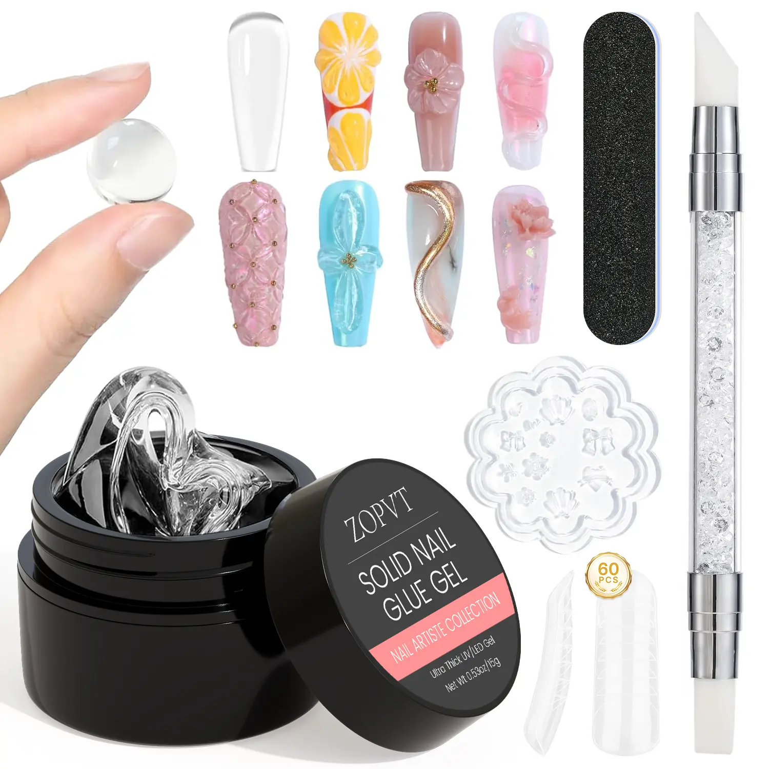 Solid Nail Glue Set, Nail Art Sticker Adhesive, DIY Shape Making, Manicure Tool Accessories, Nail Art Supplies, 15g/0.53oz, Nail Sculpting & Carving, Nail Art Design