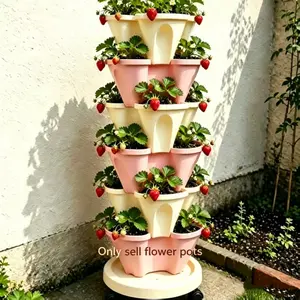 6 Tier Vertical Planter Stackable Tower, Strawberry Herb Flower and Vegetable Pots, Indoor Outdoor Use, Space-Saving Garden Decor, Outdoor Planter Boxes