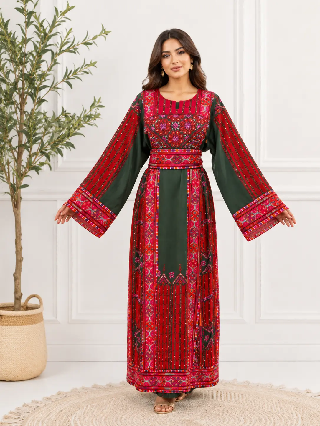 Women's Queen Embroidered Heavy Thobe-Abaya, Occasion-Wear Female Islamic Modest Fashion Embroidery Abaya, Female Abaya