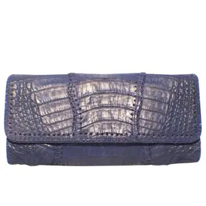 Pre-owned Carlos Falchi Crocodile Leather Clutches & Wristlets Blue Crocodile Patchwork Clutch