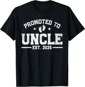 Promoted to Uncle est. 2026 Funny Family Baby Announcement T-Shirt - Alexanderdu Shop 84B0F21JTRPX