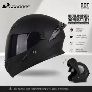 【Exclusive Deal: Colored Helmet Shield + Free Clear Shield】DOT Modular Motorcycle Helmet with Color Visor & Clear Lens, Bluetooth Ready Flip-Up Helmet for Men and Women