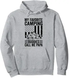 My Favorite Camping Buddies Call Me Papa American Flag Pullover Hoodie - Dacodaqu Shop 82B0BWVCXX1K