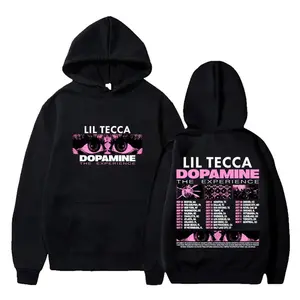 Lil Tecca The Dopamine Experience Tour 2025 Hoodie Casual Street Style Fleece Fabric Pullover Hooded Sweatshirt Trendy Tops for Women for Men Unisex