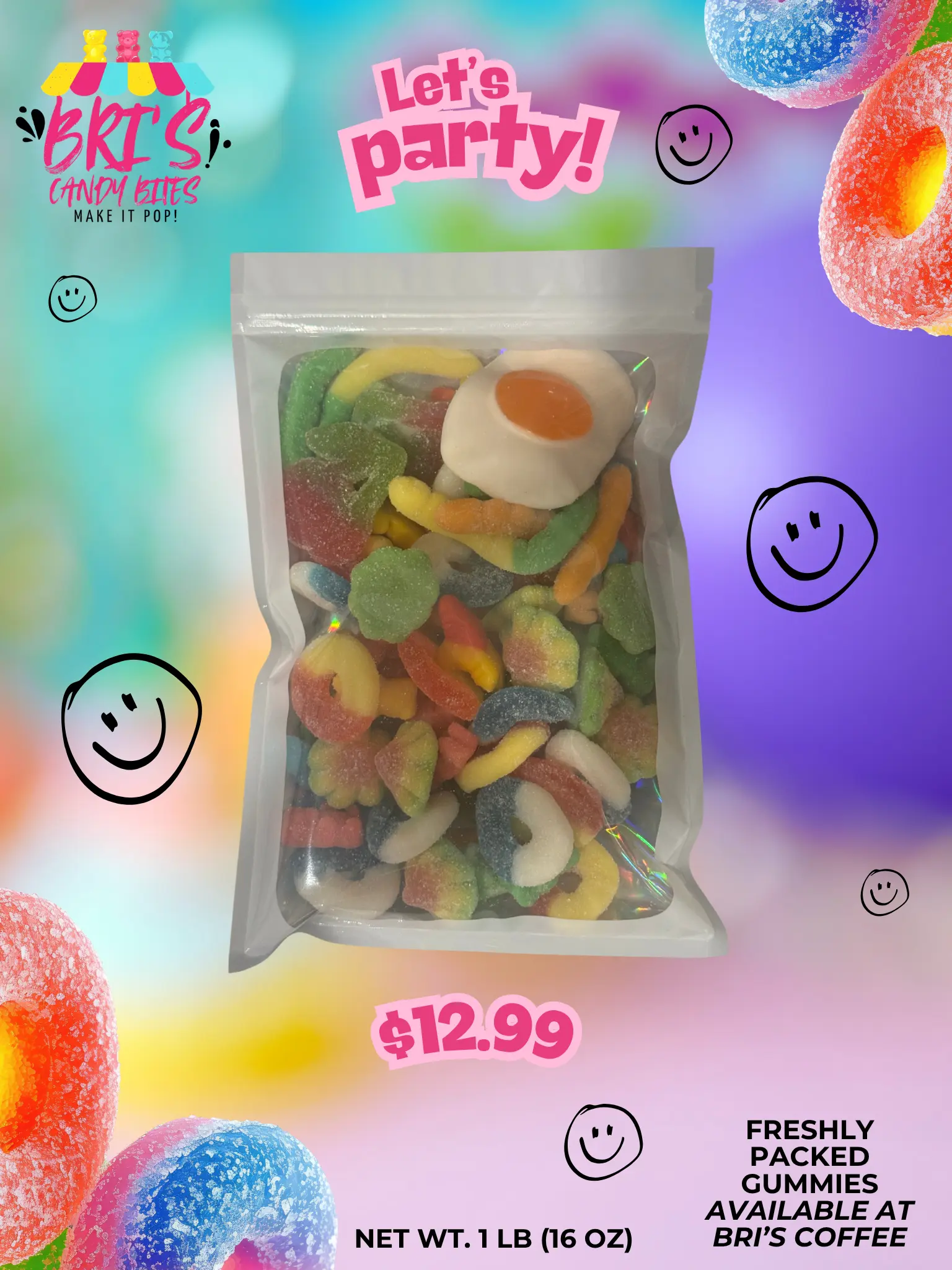 Bris Candy Bites Mixed Gummy Candy Bag – 16 oz
