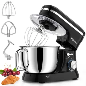 HOWORK Electric Stand Mixer, 10+ Speeds, 6.5 QT Stainless Steel Bowl, Heavy Duty Kitchen Mixer with Dough Hook, Wire Whip & Beater, for Baking & Home Cooking