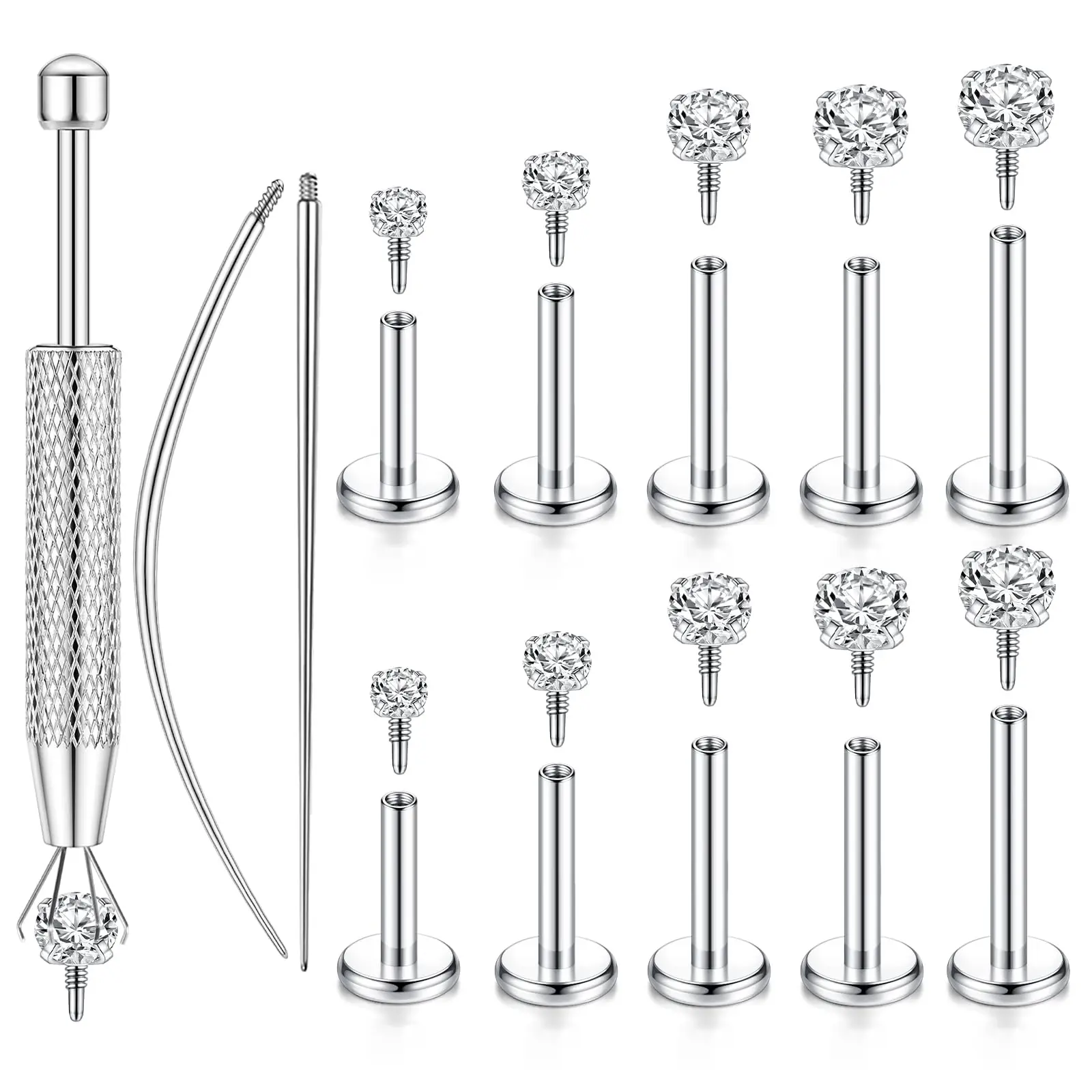 Flat Back Earrings, Tragus Piercing Jewelry for Women Men | 16G Helix Conch Rook Ear Cartilage Piercing Jewelry, Ideal Studs for Medusa Monroe Ashley Labret Snake Bite Lip