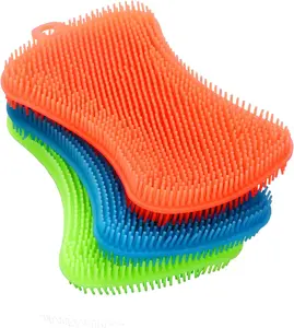 3PCS Silicone Dish Sponges, Super Food-Grade Silicone Sponges Kitchen Sponge, Multi-Purpose and Efficient Sponge Kitchen Gadgets, Especial Delicate Kitchen Sponge Brush Cleaning