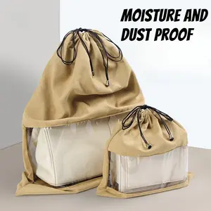 Transparent Handbag Storage Bag, Dustproof Drawstring Organizer Pouch, Protective Cover for Large Small Bags and Shoes, Moisture-proof Sorting Sack for Home