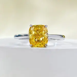 S925 Sterling Silver Cushion Cut Square Ring 6A Cubic Zirconia Ring 1.25Carat-296